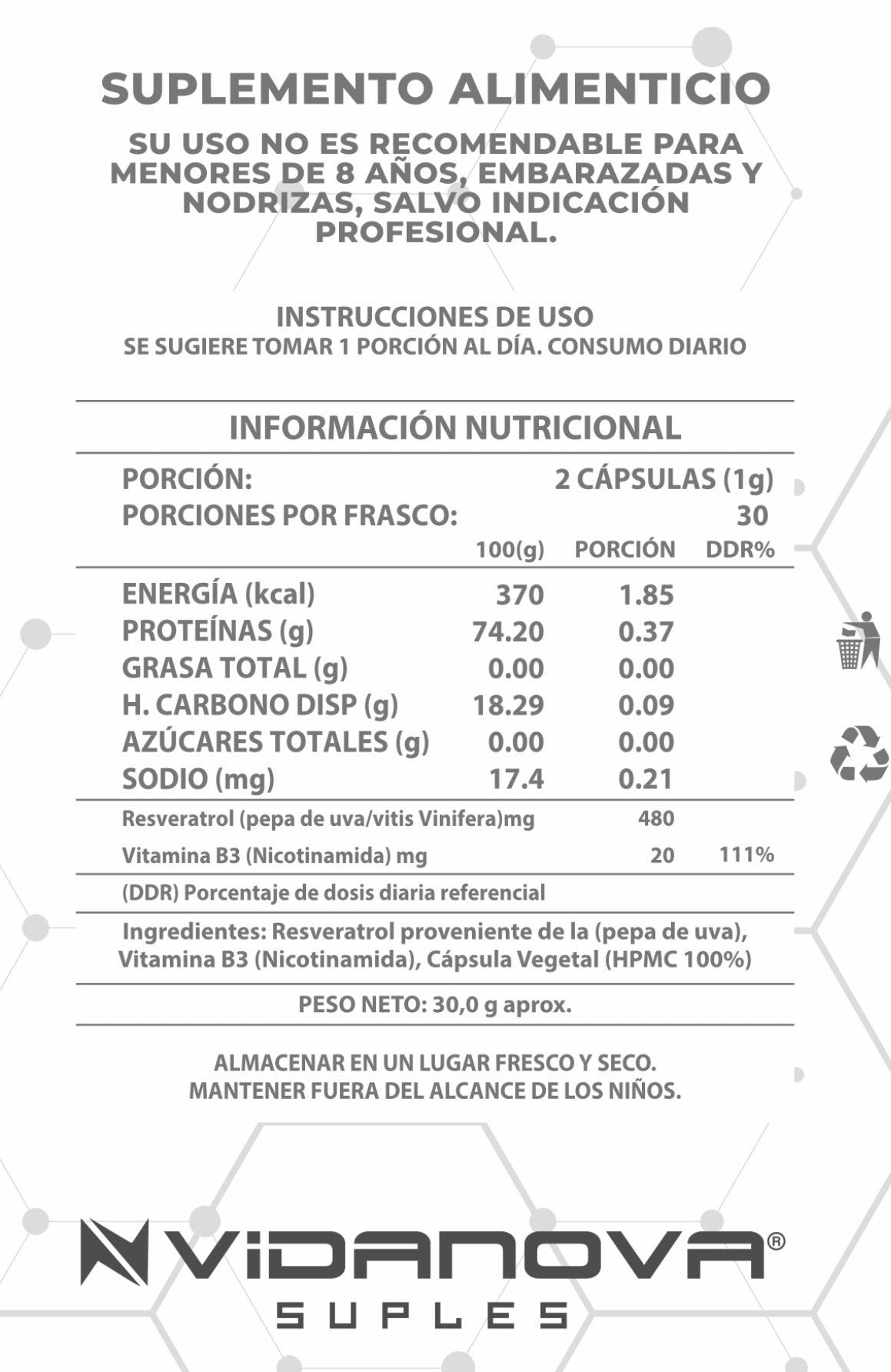NAD+ RESVERATROL 1000MG 60 CAPS ORIGINAL